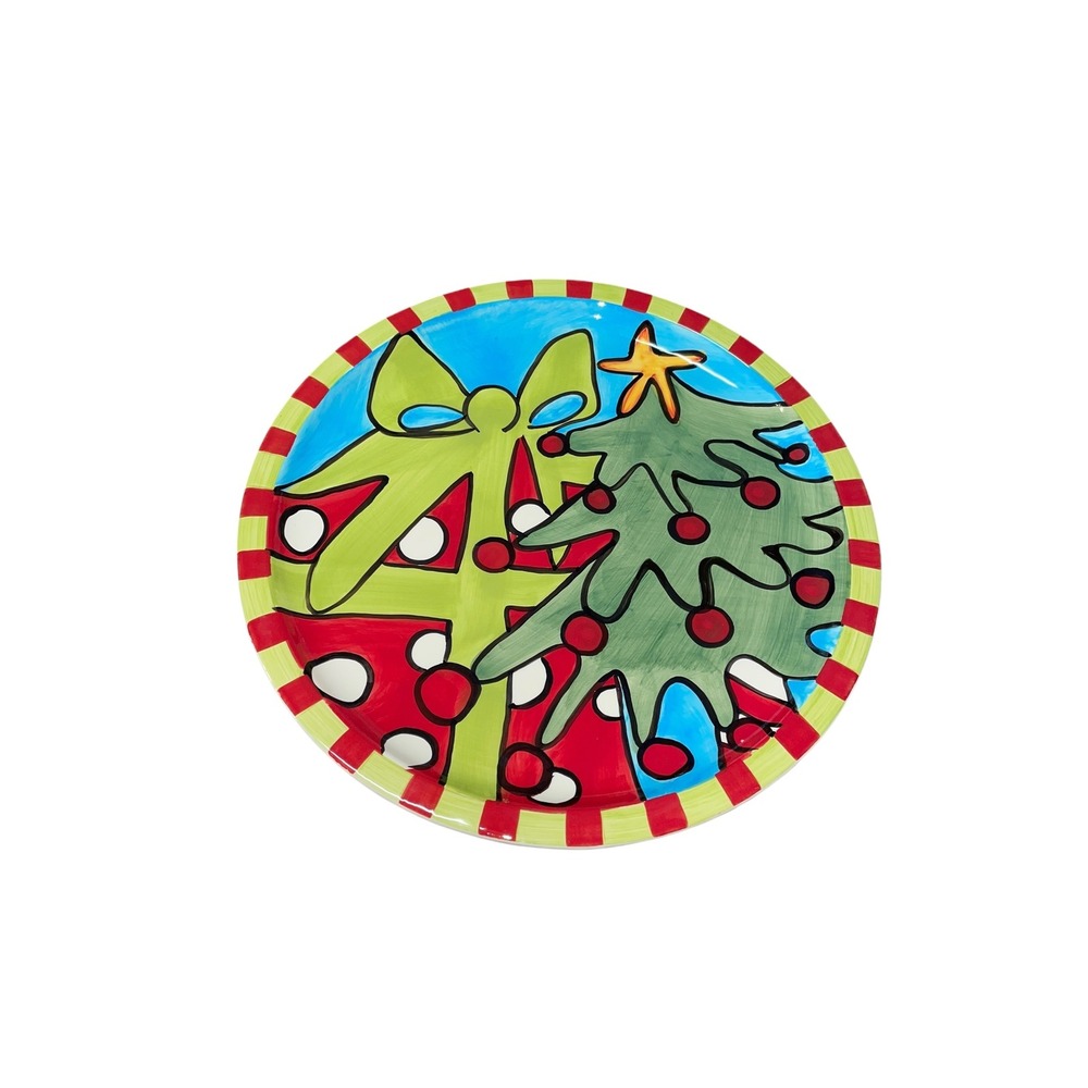 BFACO Christmas Tree & Presents Plate Holiday Serving Dish Decor 15 Inch‎